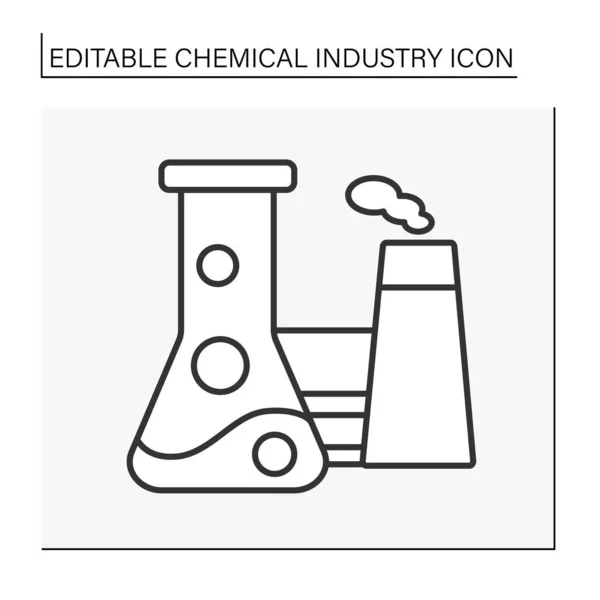 Icono Línea Fábrica Investigación Desarrollo Fabricación Productos Químicos Concepto Industria — Vector de stock