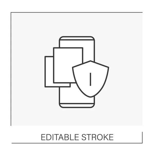 Ícone Linha Sistema Segurança Software Smartphone Escudo Protecção Salvar Informações —  Vetores de Stock