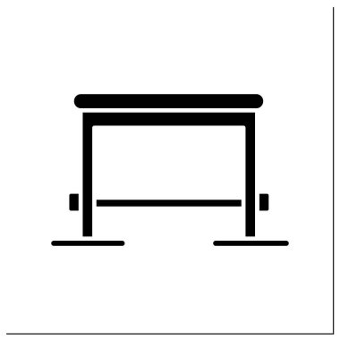 Plyo kutusu renk simgesi. Atlama ve denge ekipmanları. Vücut dengesi ve koordinasyon ev eğitimi, fitness antrenmanı ve spor etkinliği. Düz tabela. İzole edilmiş siluet vektör çizimi