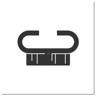 Spa prosedür sembolü. Tırnaklar için temizlik fırçası. Tırnak fırçası. Ayak parmakları için fırça ve tırnak temizleyicisi. Manikür ve pedikür konsepti. Düz tabela doldurulmuş. İzole edilmiş siluet vektör çizimi