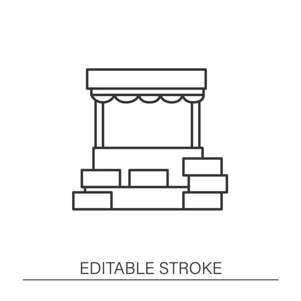 工芸品はラインアイコンを立つ 農産物の販売のためのスタンド 店の家具 公正な概念を停止しなさい 孤立したベクトル図 編集可能なストローク — ストックベクタ