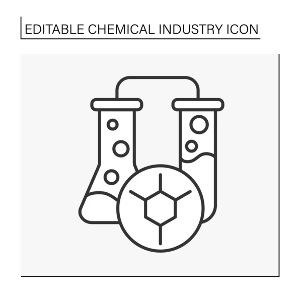 Icono Línea Investigación Tubos Ensayo Química Orgánica Inorgánica Icono Línea — Vector de stock