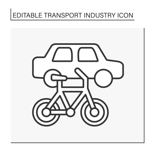 Icono Línea Transporte Sostenible Coche Bicicleta Para Proteger Medio Ambiente — Archivo Imágenes Vectoriales