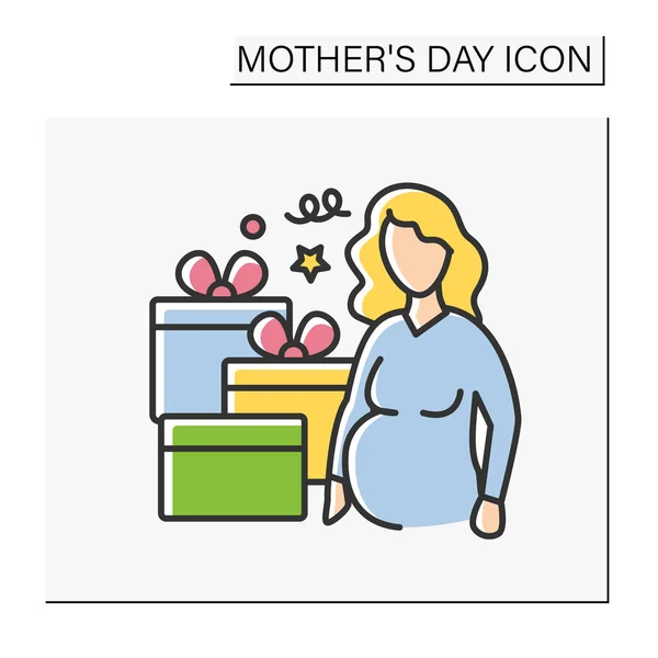Parteifarben Ikone Babydusche Für Schwangere Party Mit Geschenkschachteln Muttertagskonzept Isolierte — Stockvektor