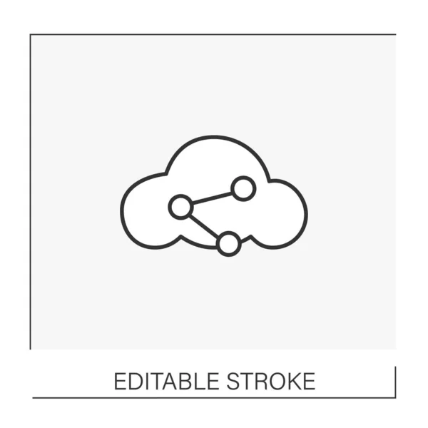 Icono Línea Almacenamiento Almacenamiento Nube Línea Hipervínculo Para Acceso Compartido — Vector de stock