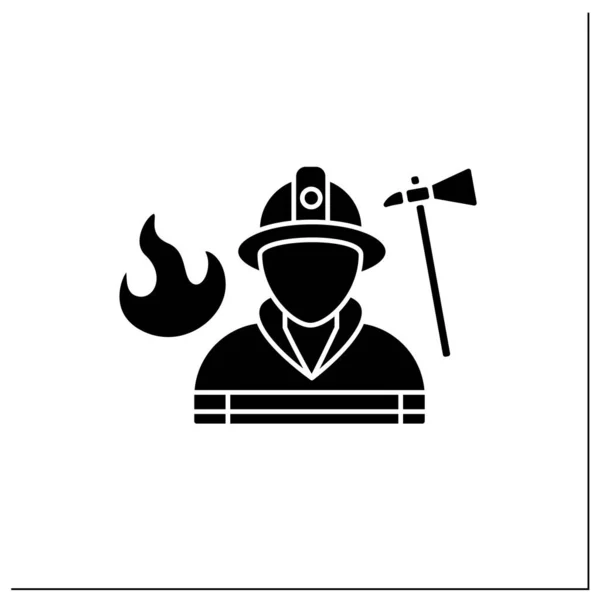 Brandweerman Glyph Icoon Brandweerman Mens Blaast Branden Redt Mensen Gevaarlijke — Stockvector