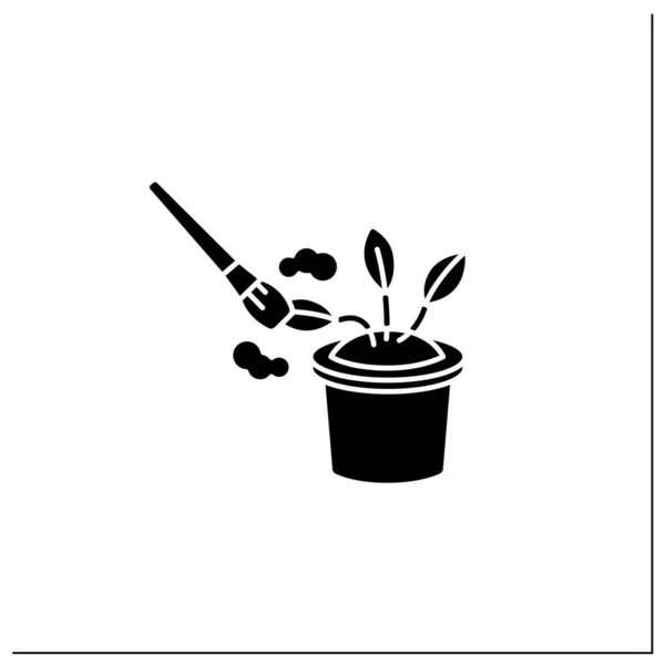 아이콘 청소하기 식물에서 먼지를 정원가꾸기 집안일 표지판이야 실루엣 — 스톡 벡터