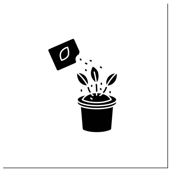 아이콘 Glyph Icon 화초를 관리하라 정원가꾸기 화분에 아름다운 플랜트 집안일 — 스톡 벡터