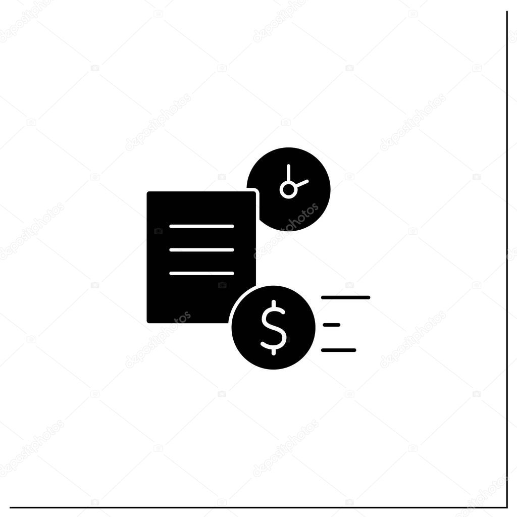Loan apply glyph icon. Used by borrowers to loan application. Easy and money, interest rate. Banking service concept. Filled flat sign. Isolated silhouette vector illustration