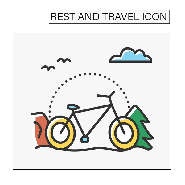 运输颜色图标 舒适的现代自行车用于短途旅行 卫生保健和生态保护 闲暇时间 休息和旅行的概念 孤立的矢量说明 — 图库矢量图片