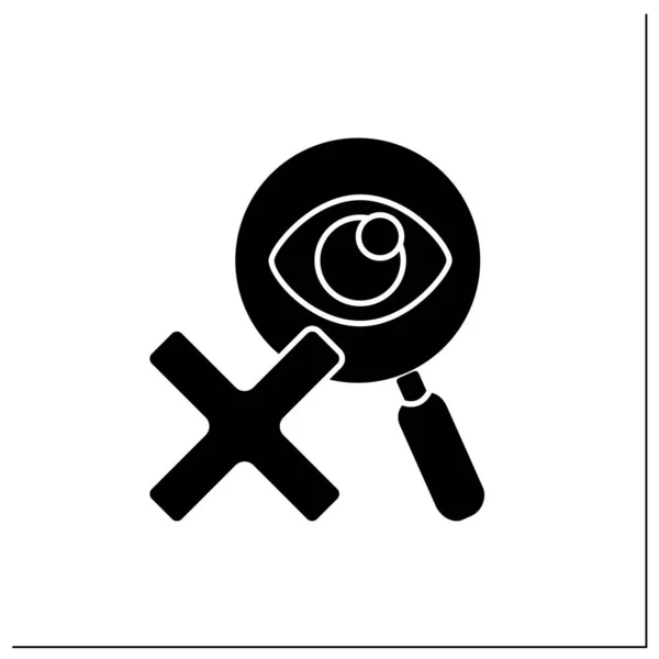 Rejected Examine Glyph Icon Eye Examination Research Problems Checking Canceling — Stock Vector