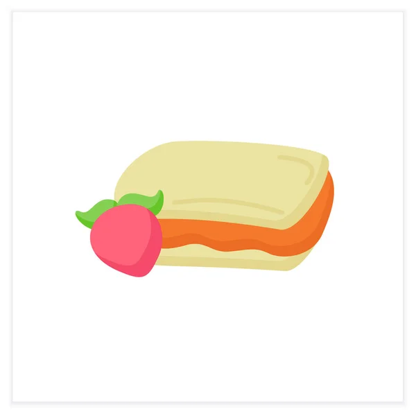 Healthy Food Flat Icon Organic Sweet Sandwich Strawberry Children Nutrition — Stock Vector
