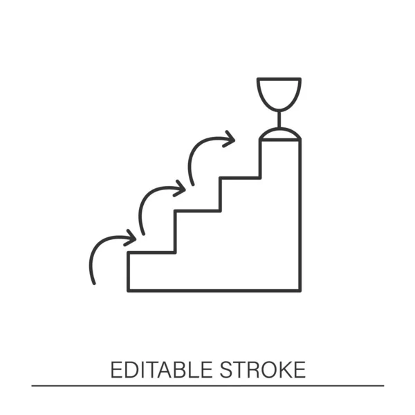 实现线的目标 自我发展 成功的百分比 动机的概念 孤立的矢量图解 可编辑笔划 — 图库矢量图片