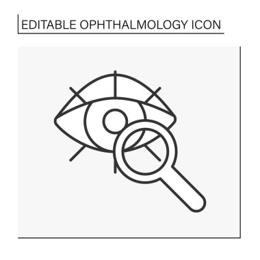 Tedavi çizgisi simgesi. Göz muayenesi. Oftalmoloji konsepti. İzole vektör çizimi. Düzenlenebilir felç. Vektör illüstrasyonu