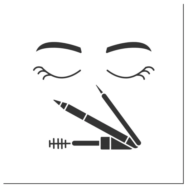 Eye Makeup Glyph Icon Eyebrow Pencil Correct Brow Mascara Making — 图库矢量图片