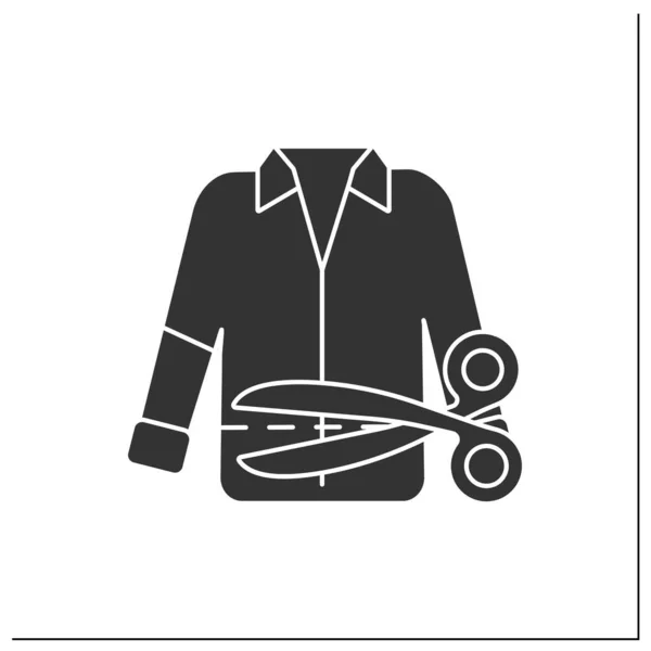 Oversized Shirt Glyph Icon Trim Length Fashionable Shirt Scissors Clothing — Stok Vektör