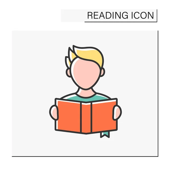 Reading Color Icon Man Read Book Brain Training Reading Concept — Vetor de Stock