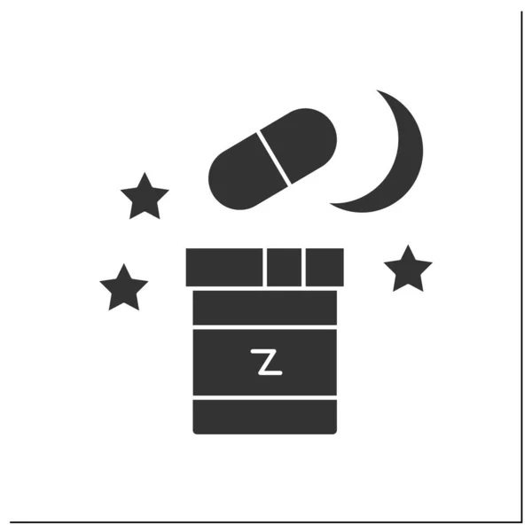 Pills Glyph Icon Medications Deep Sleep Sleeping Pills Sleeping Concept — Stock vektor