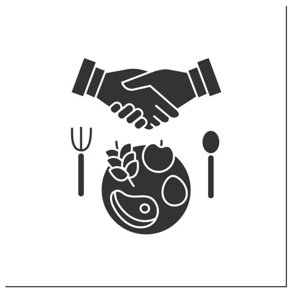 Deal Glyph Icon Cooperation Lunch Leaders Shake Hands Business Lunch — Image vectorielle