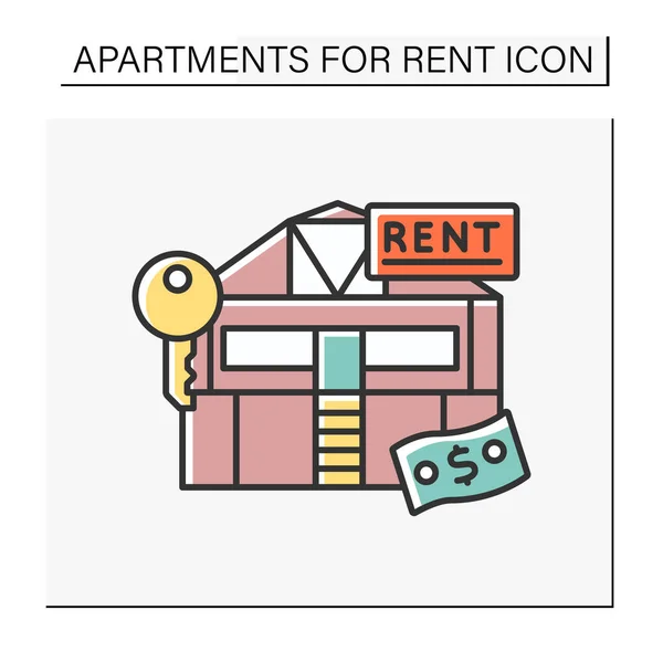 Rent Color Icon Comfortable Modern Building Lease Fixed Amount Money — Wektor stockowy