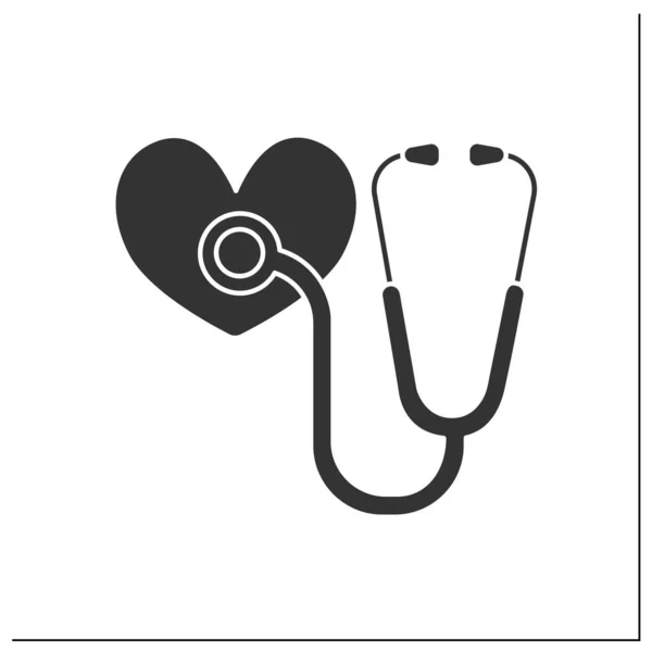Stethoscope Glyph Icon Medical Instrument Listening Heart Action Breathing Two — Stock Vector