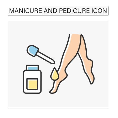 Cosmetology color icon. Serum for feet moisturizing. Spa procedure. Care of skin. Manicure and pedicure concept. Isolated vector illustration
