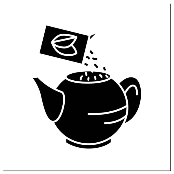 Tea Party Glyph Icon Steeping Tea Brewed Special Kettle Tea — ストックベクタ