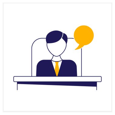 Director flat icon. Leader of employees.Manage, organize and control task doing. Big boss.Company concept. Color vector illustration