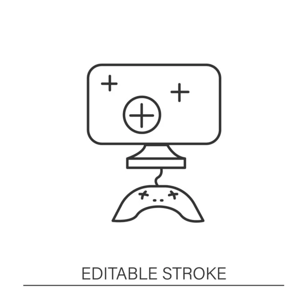 Computer Line Icon Uncontrolled Game Playing Game Online Shooting Games — Stockvektor
