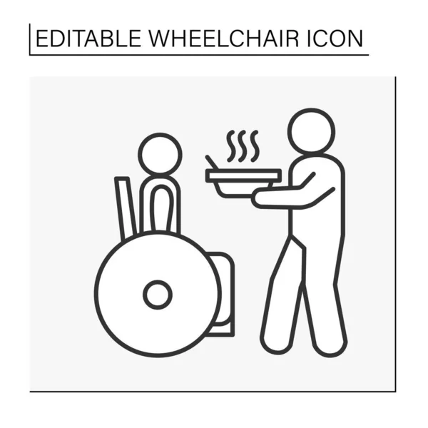 Rehabilitation Line Icon Care Support Disabled Person Wheelchair Healthcare Concept — Stock Vector