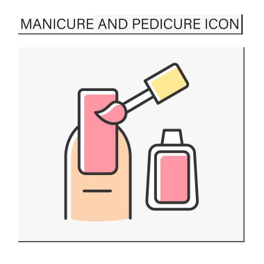 Tırnak sanatı renk ikonu. Özel jöleli oje sürüyorum. Güzellik salonu prosedürü. Spa merkezi. Manikür ve pedikür konsepti. İzole vektör illüstrasyonu
