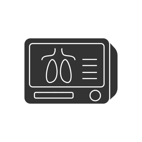 Ikona Monitora Medycznego Glifu Badanie Płuc Medycznych Specjalny Ekran Prześwietlenie — Wektor stockowy