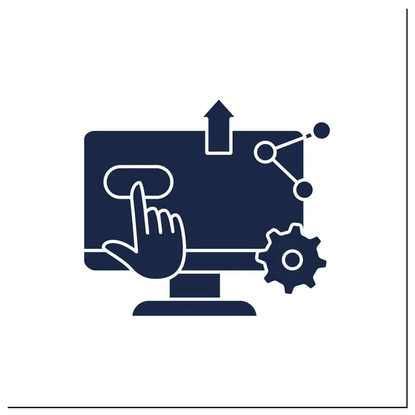 Ikona Cyfrowego Glifu Dostępności Komputer Sterowany Palcem Koncepcja Transformacji Cyfrowej — Wektor stockowy