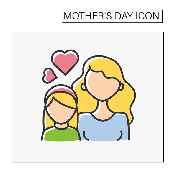 Icono Color Maternidad Mamá Hijo Vínculos Maternos Entre Madre Hija — Vector de stock