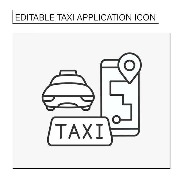 应用程序行图标 现代数字应用出租车定单 通过智能手机导航跟踪旅行 汽车服务 出租车应用的概念 孤立的矢量图解 可编辑笔划 — 图库矢量图片