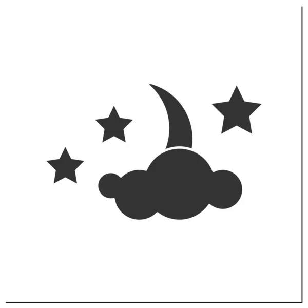 Піктограма Нічного Гліфу Місяць Хмарами Нічний Час Концепція Сну Заповнений — стоковий вектор