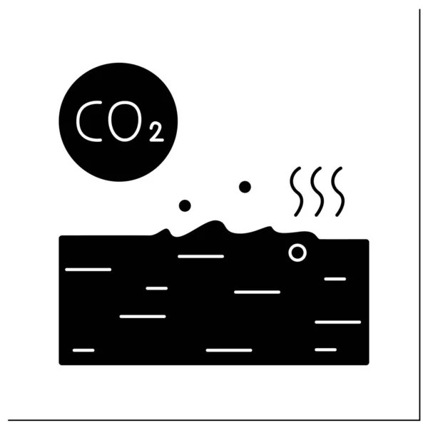 Ocean Co2 Pollution Glyph Icon Water Resources Acidification Environmental Danger — Stock Vector