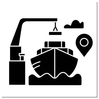 Kabartma simgesinde bedava. Ulaşım terimi. Malların fiyatı belirlenen noktaya satış giderlerini içerir. İthalat ve ihracat kavramı. Düz tabela doldurulmuş. İzole edilmiş siluet vektör çizimi