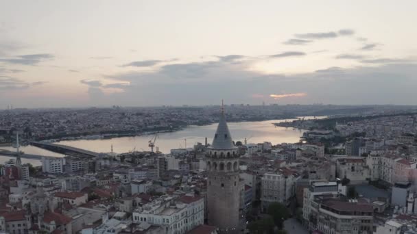 Galata Torony Légi Kilátása Isztambulban Felvételek Törökországban — Stock videók