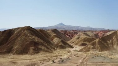 Aerial view of Rainbow Hills in Igdir. 4K Footage in Turkey