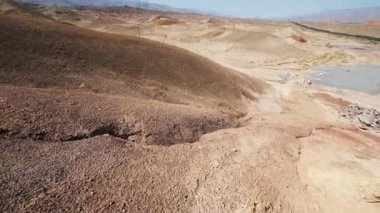Aerial view of Rainbow Hills in Igdir. 4K Footage in Turkey
