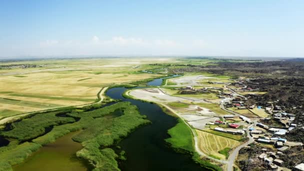 Aerial View Karasu Marshes Igdir Footage Turkey — Vídeo de stock