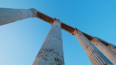 Aerial view of Hierapolis Ancient ruins in Denizli. 4K Footage in Turkey