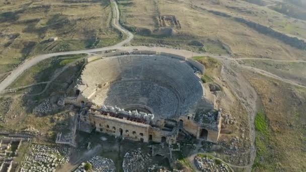 Aerial View Antique Amphitheater Denizli Footage Turkey — Vídeo de Stock