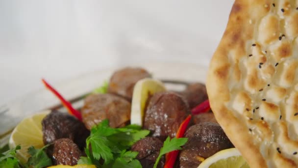 Close View Traditional Turkish Fish Food Kahramanmaras Footage Turkey — Stock Video