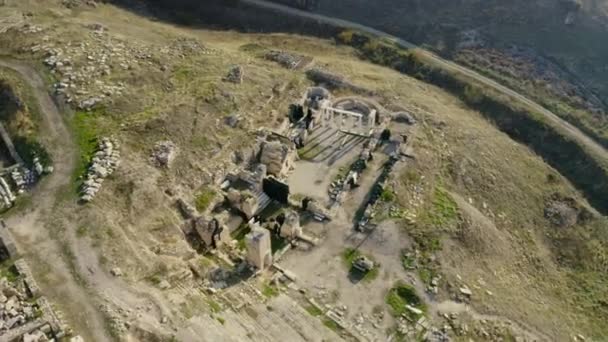 Aerial View Hierapolis Ancient Ruins Denizli Footage Turkey — стокове відео