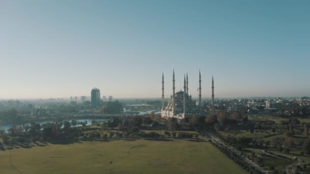 Aerial View Sabanci Merkez Mosque Adana Footage Turkey — Stock Video