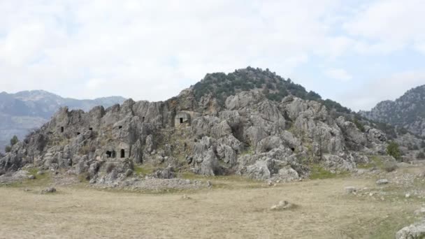 Letecký Pohled Hrobky Cukurhisar Rock Kahramanmarasu Záběry Turecku — Stock video