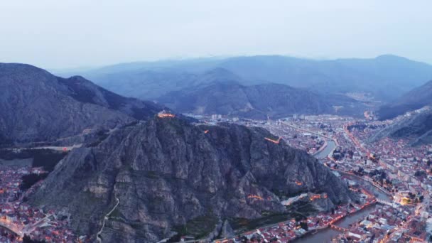 Pemandangan Kota Amasya Udara Footage Turki — Stok Video