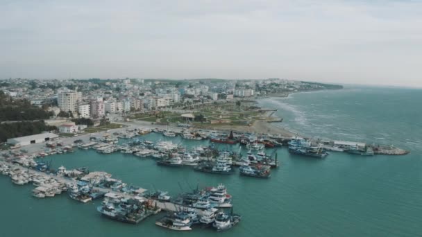 Vista Aérea Del Puerto Yates Adana Filmación Turquía — Vídeo de stock